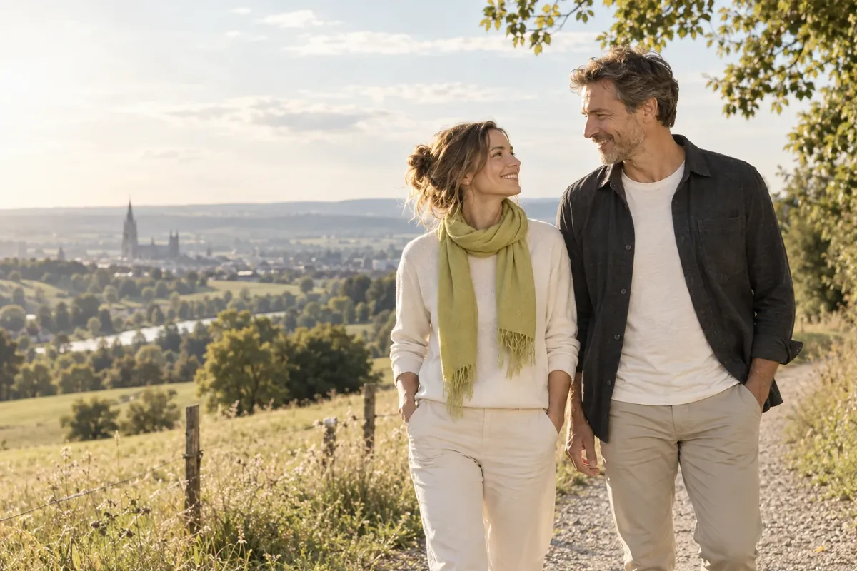 Paar genießt eine gemeinsame Auszeit bei Ulm