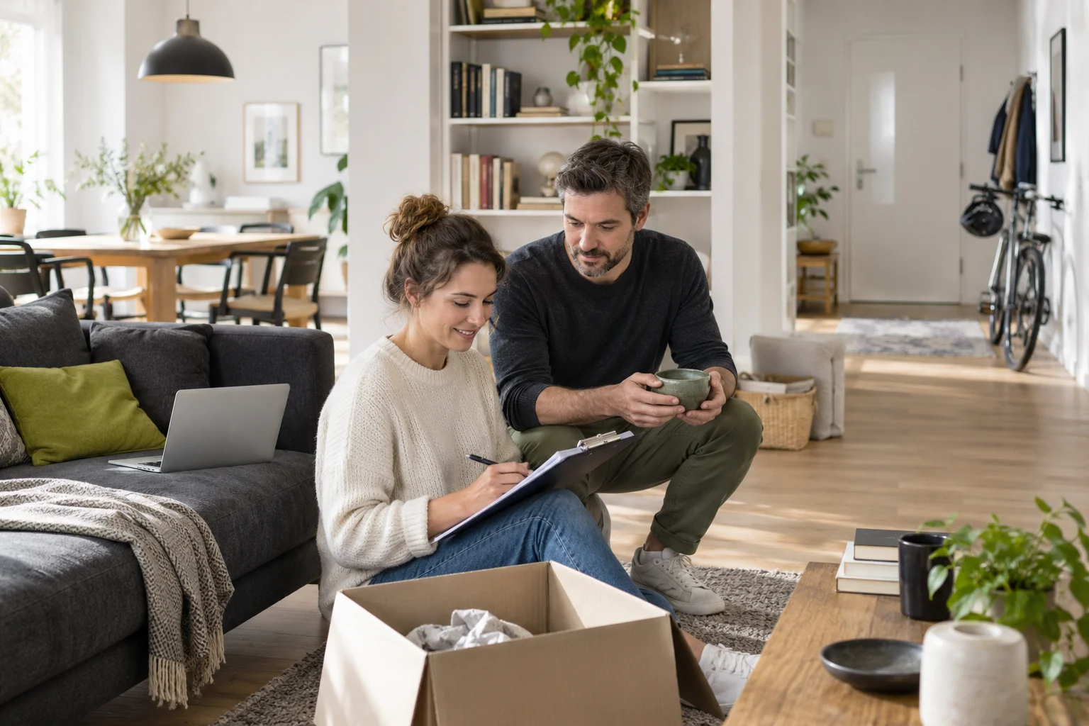 Illustration: Ein Paar dokumentiert seine Einrichtung zu Hause