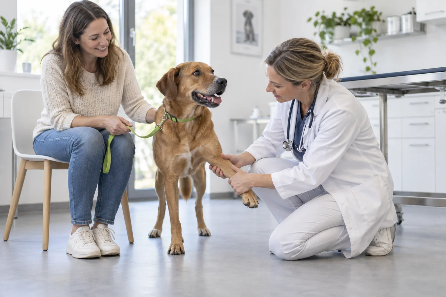 Illustration: Tierärztin untersucht einen Hund